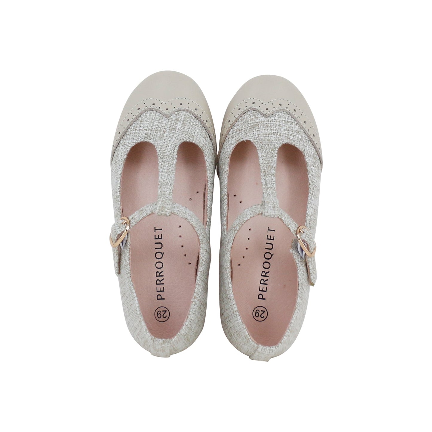 Wingtip T-Strap | Beige
