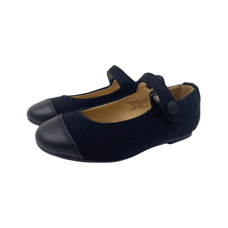 Perroquet Shoes Quilted Leather Mary Janes with Cap Toe - Black main image 1