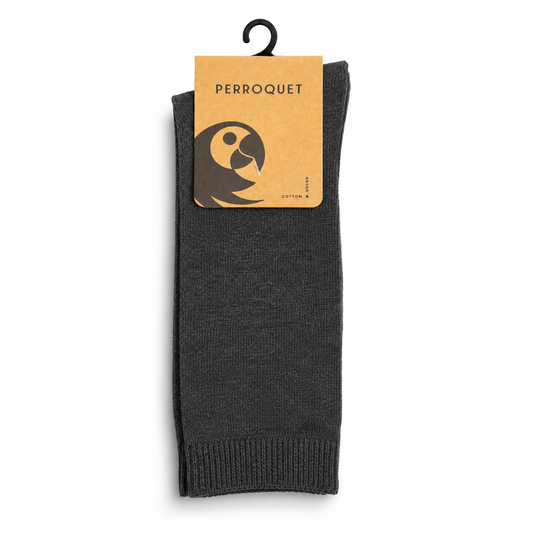 Knee Socks Flat Cotton -Grey