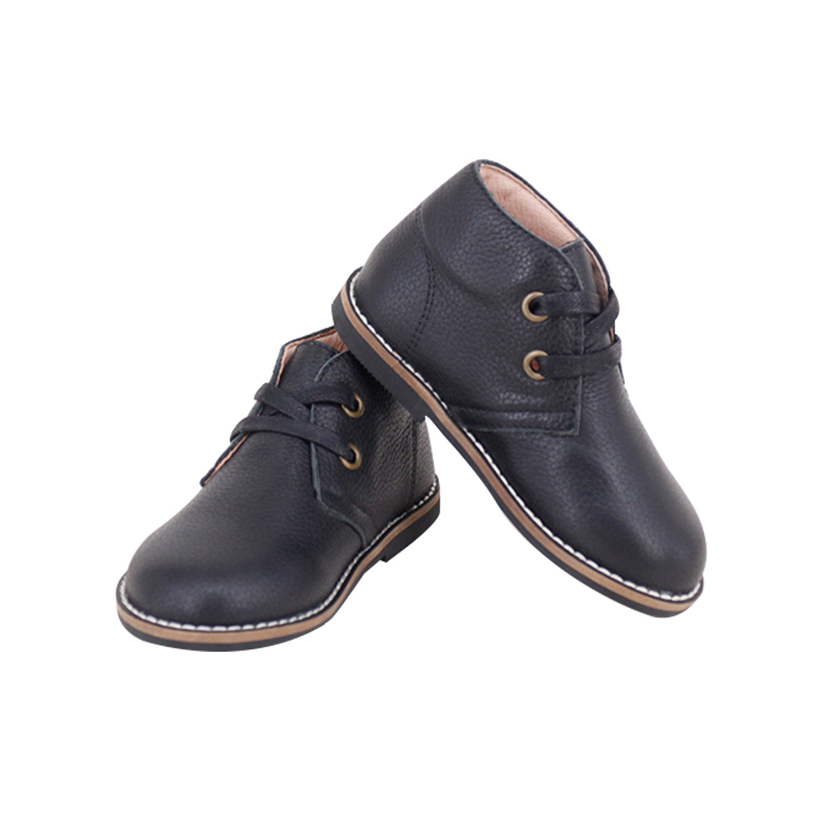 Perroquet Baby Black Leather/Twill Combo Lace Shoes - Black main image 1