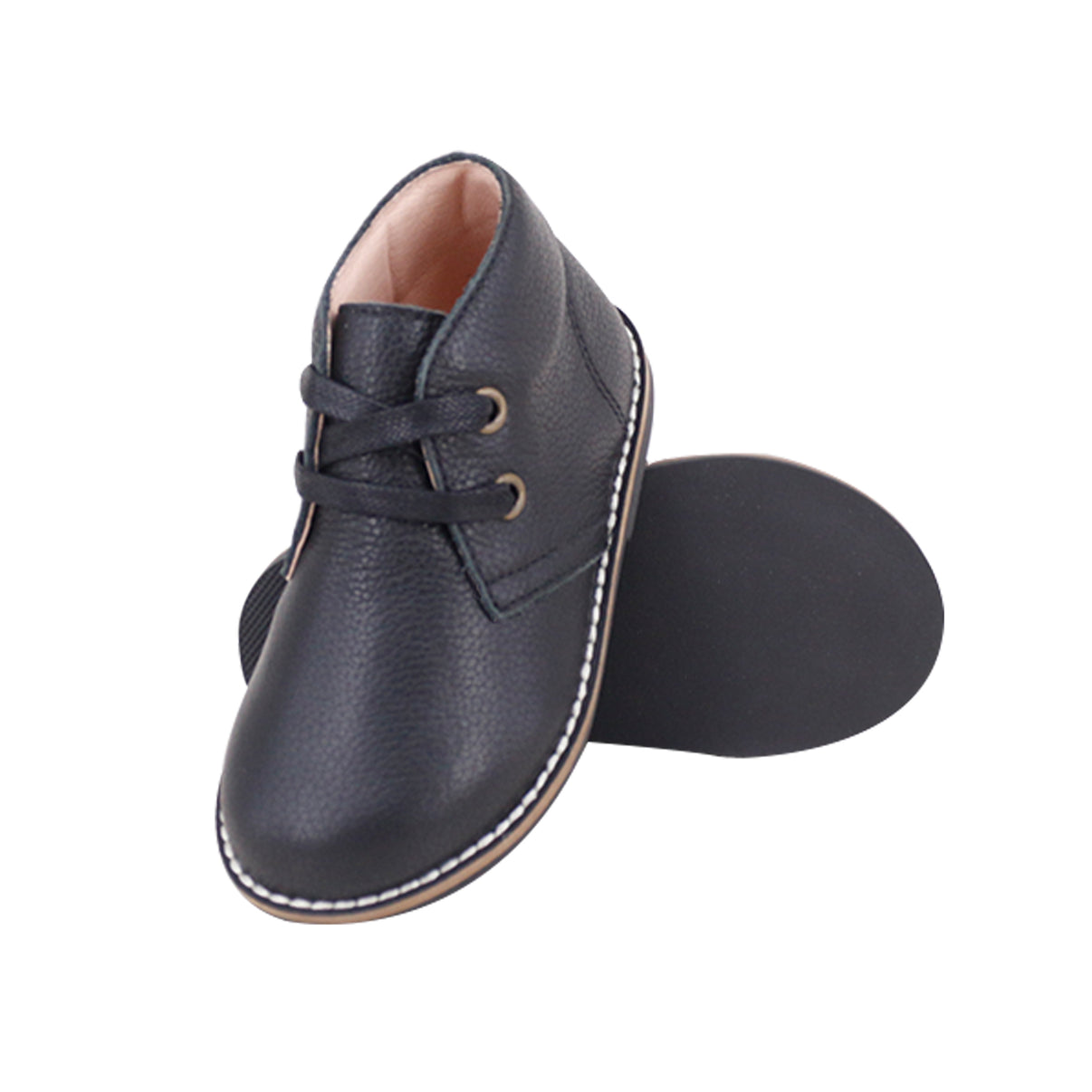 Perroquet Baby Black Leather/Twill Combo Lace Shoes - Black main image 0