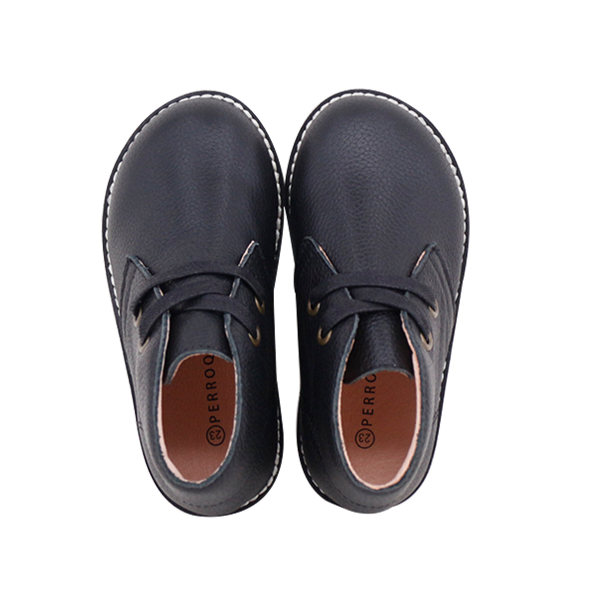 Perroquet Baby Black Leather/Twill Combo Lace Shoes - Black