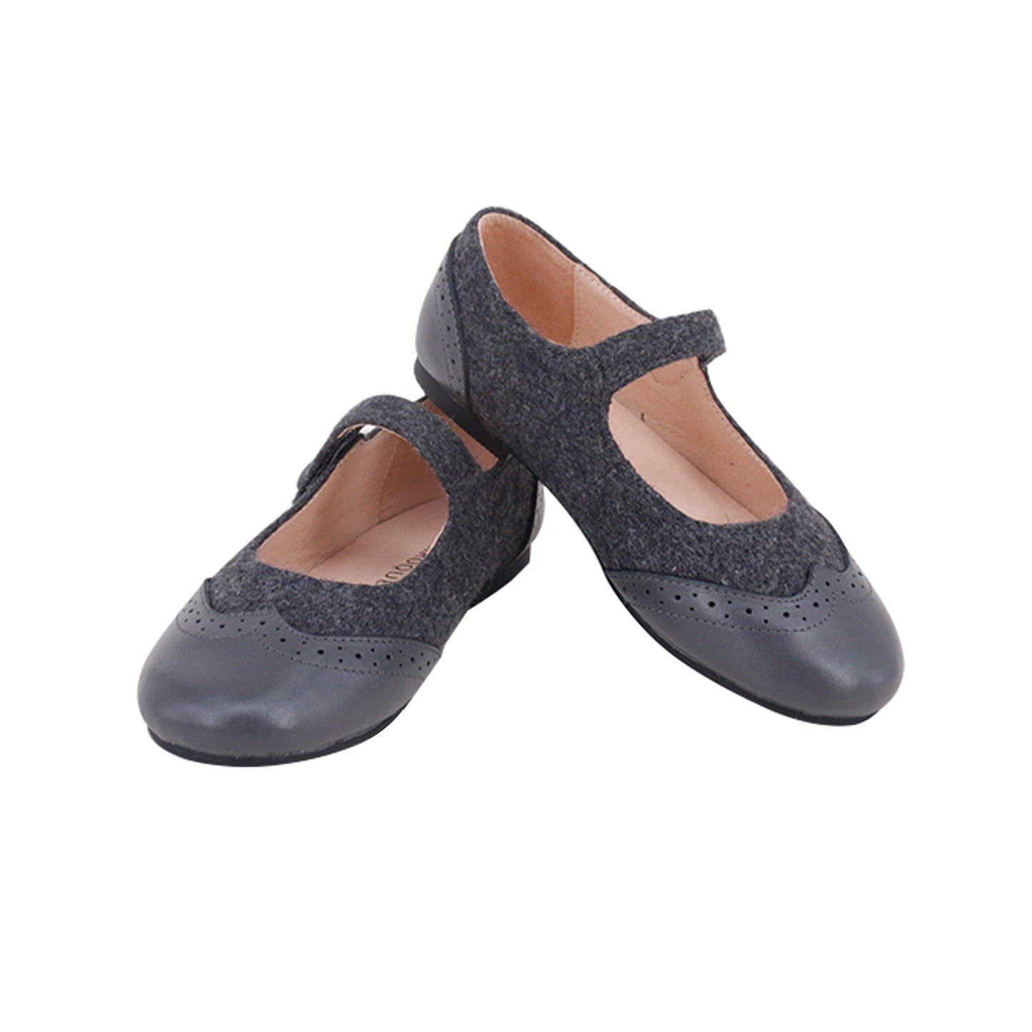 Wingtip Mary Jane Flannel /Leather