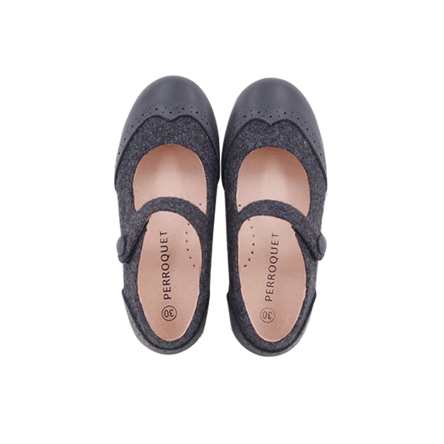 Wingtip Mary Jane Flannel /Leather
