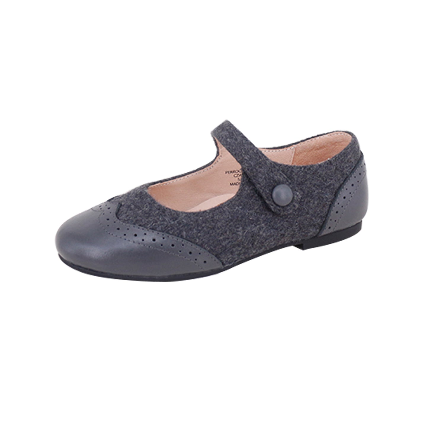 Wingtip Mary Jane Flannel /Leather