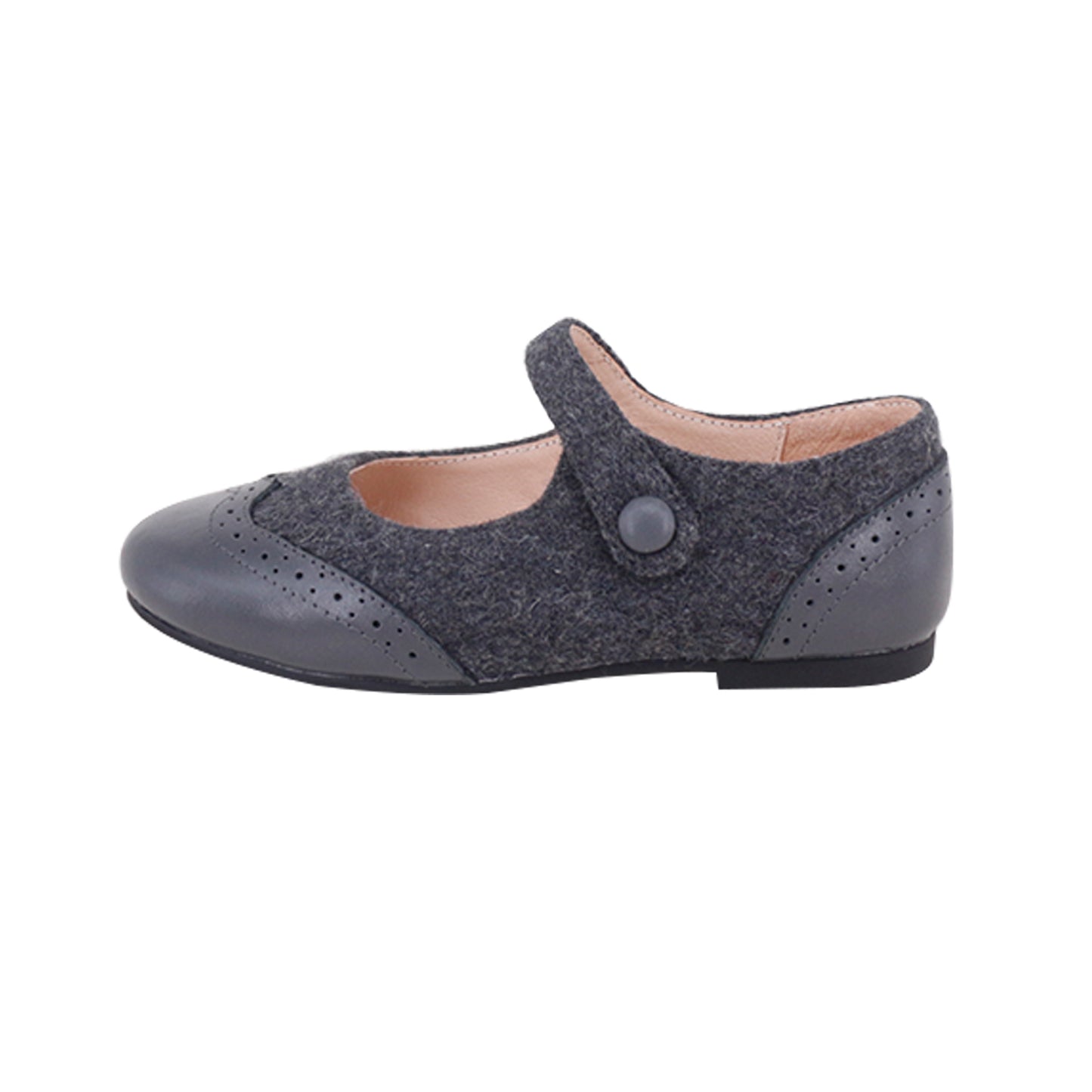 Wingtip Mary Jane Flannel /Leather