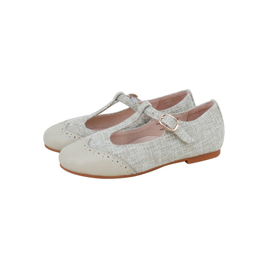 Wingtip T-Strap | Beige