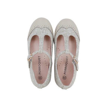 Wingtip T-Strap | Beige