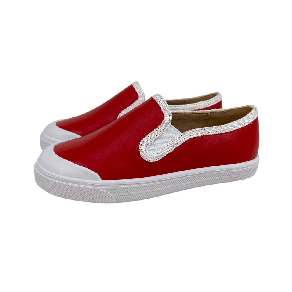 Slip on Sneaker Red Leather – Perroquet Shoes